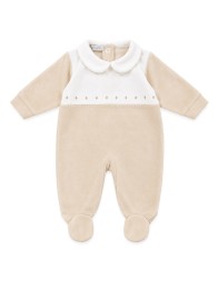 Newborn chenille first outfit set CORALO in coral with sleepsuit, blanket and matching accessories