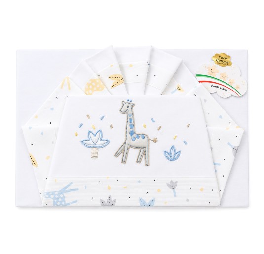 Set lenzuola per culla e carrozzina ricamato - Giraffa - La Fatina 2