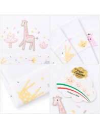 Set lenzuola per culla e carrozzina ricamato - Giraffa - La Fatina