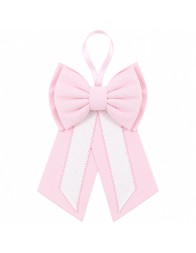 Pink baby birth bow in pure cotton with embroiderable Aida fabric, 35x38 cm