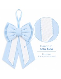 Birth bow with aida cloth to embroider - 045AZ - Corredo Italiano