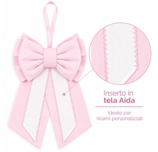 Fiocco nascita con tela aida da ricamare - 040RR -... 2