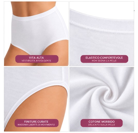 Confezione 2 slip donna L'Altra Cotonella in cotone elasticizzato bianco con fianco alto 2
