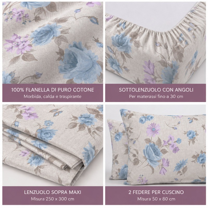 Flannel Double Bed Sheet Set -...