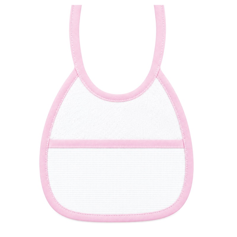 Bavaglino da ricamo in spugna con tela aida - CRL202 - Coralo - Rosa