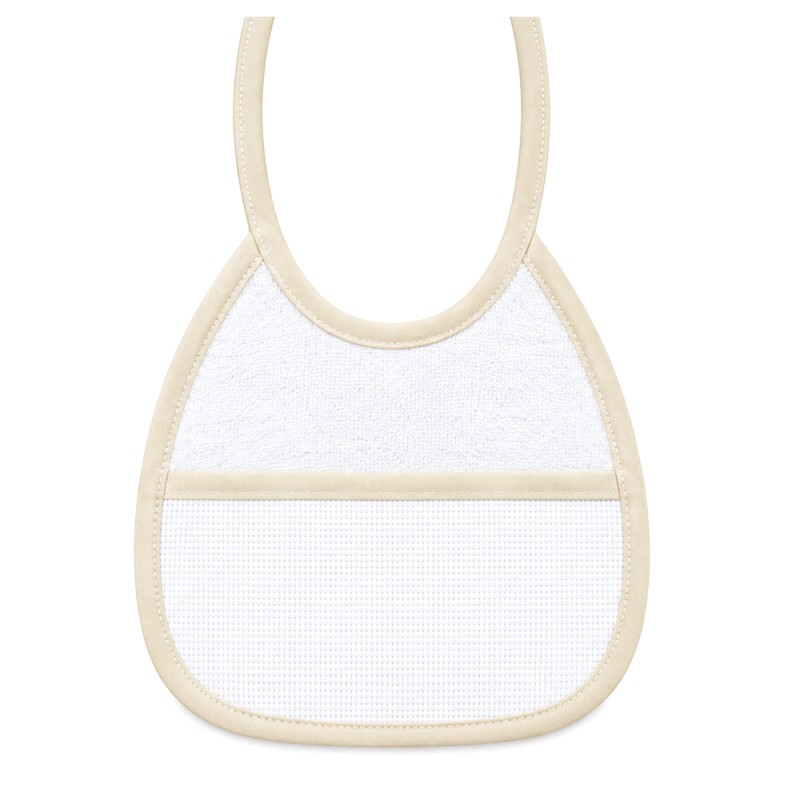 Bavaglino da ricamo in spugna con tela aida - CRL202 - Coralo - Beige