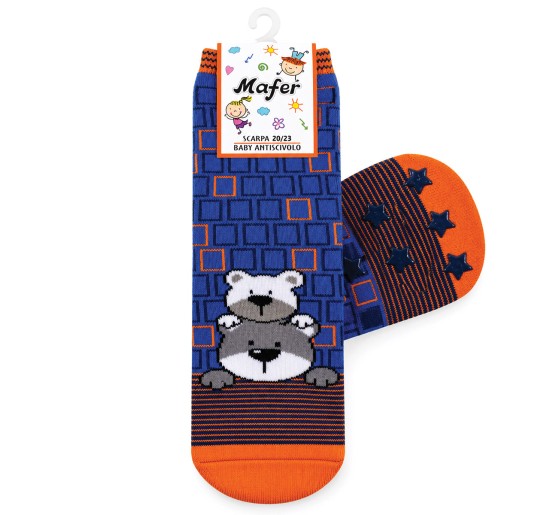 Mafer baby non-slip socks in warm cotton with bear print 2