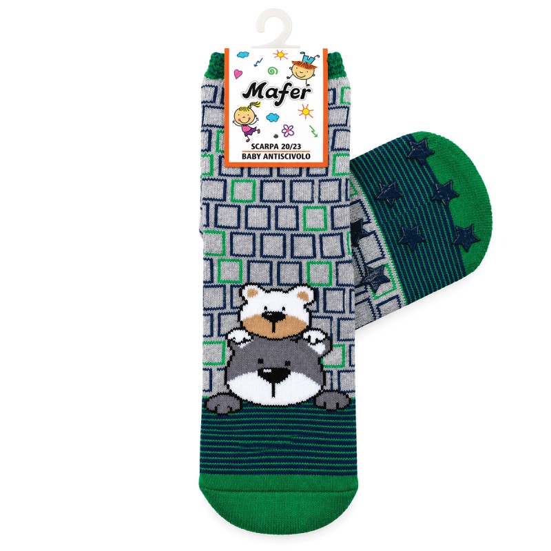 Mafer baby non-slip socks in warm cotton with bear print