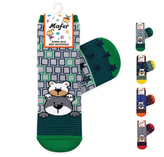Mafer baby non-slip socks in warm cotton with bear print