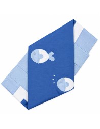 Teneri & Belli baby layette set in cotton with fish design blanket and cot sheets