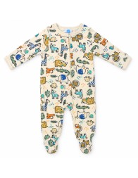 Baby On Board Jungle cotton blend zip sleepsuit with colourful animal print.