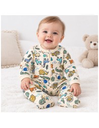 Jungle baby zip sleepsuit with front fastening and long sleeves by Baby On Board.