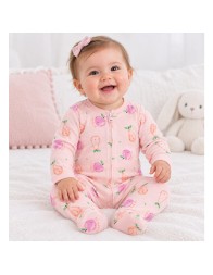 Pigiamino tutina zip baby Baby On Board con maniche lunghe e stampa BE HAPPY