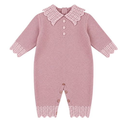 Set corredino prima uscita neonata Stella IB40 in pura lana rosa marsala 2