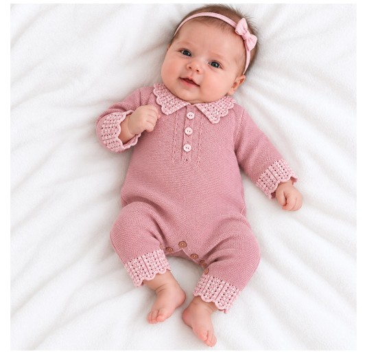 Baby girl Newborn jumpsuit pure wool - IB4010 - Stella 2