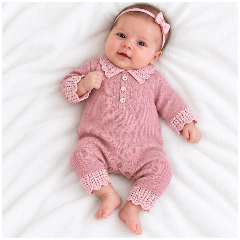 Baby girl Newborn jumpsuit pure wool...