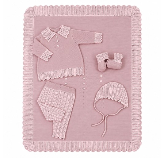 Set bauletto corredino prima nascita neonata pura lana -...