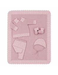 Set bauletto corredino prima nascita neonata pura lana - IB40B - Stella