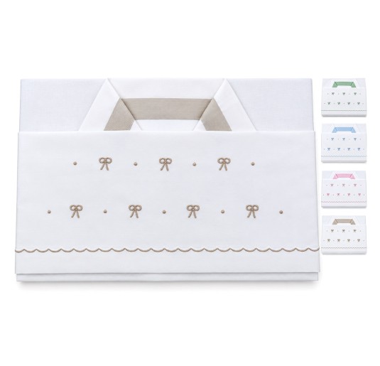 Cradle and Pram Sheet Set - Nodi d'Amore LC03388 - La Fatina