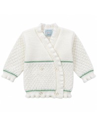 Giacchina incrociata per neonata misto lana - R694 - La Rocca