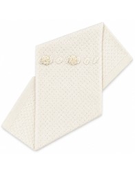 Made in Italy pure wool shawl blanket with floral decoration