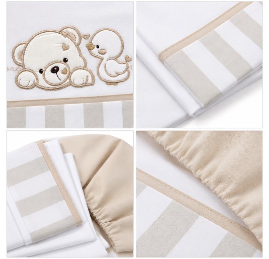 Next to Me baby bedding set in pure cotton with teddy bear and duckling embroidery 2