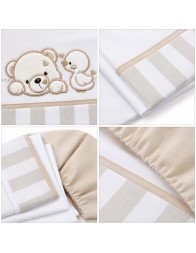 Next to Me baby bedding set for maxi cot with beige stripes and embroidery
