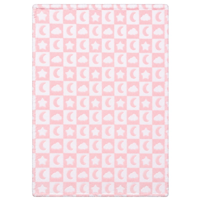 Baby cot blanket in soft pile 110x140 cm with Stars and Moon pattern
