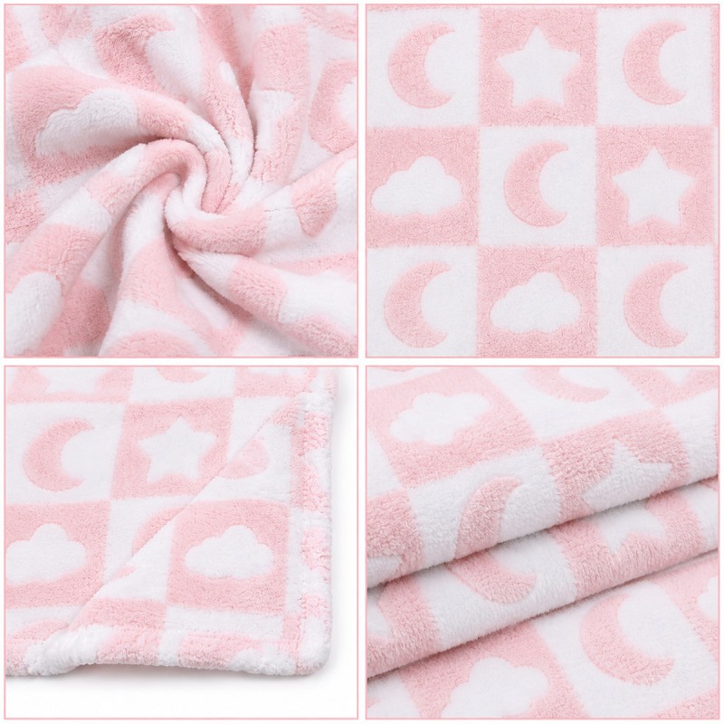 Baby cot blanket in soft pile by Nazareno Gabrielli with Stars and Moon design