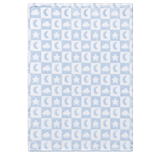 Baby cot blanket in soft pile 110x140 cm with Stars and Moon pattern 2