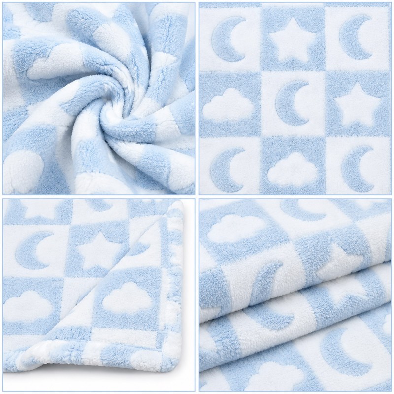 Coperta per lettino in soft pile con motivo luna e stelline