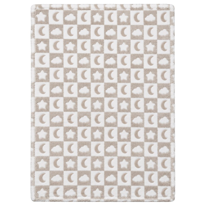 Soft pile baby cot blanket with moon and star pattern