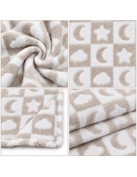 Soft pile baby cot blanket with moon and star pattern