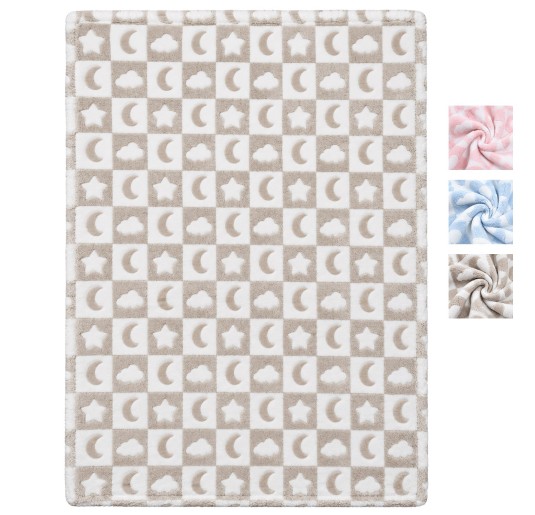 Coperta per lettino in soft pile 110x140 cm Stelline e Luna