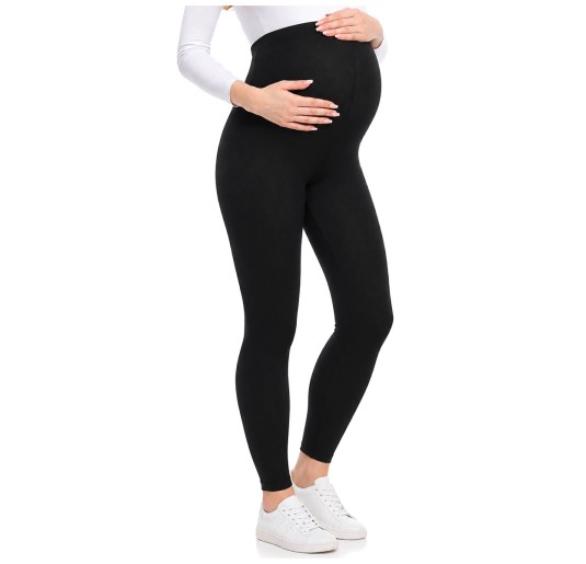 Leggings premaman in cotone nero con fascia elasticizzata