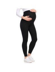 Black maternity leggings in stretch cotton with elasticated waistband