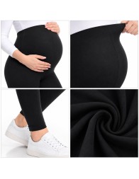 Cotton and elastane black maternity leggings for pregnancy and after birth