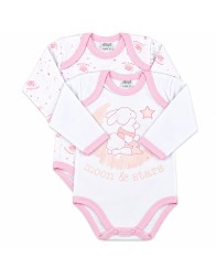 Long-sleeve baby bodysuits warm cotton Ellepi 2-piece set in blue and pink