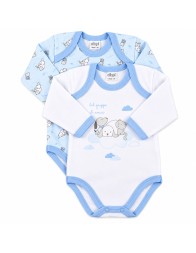 Long-sleeve baby bodysuits warm cotton Ellepi - 2-piece set in blue and pink