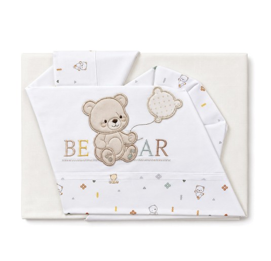 Cradle and Pram Sheets Set - Teddy Bear EC2258 - Bruco Bruco