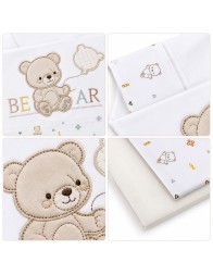 Cradle and Pram Sheets Set - Teddy Bear EC2258 - Bruco Bruco