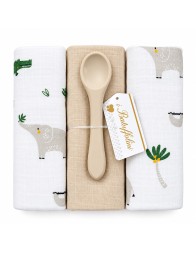 I Batuffolini muslin gauze squares set with matching spoon