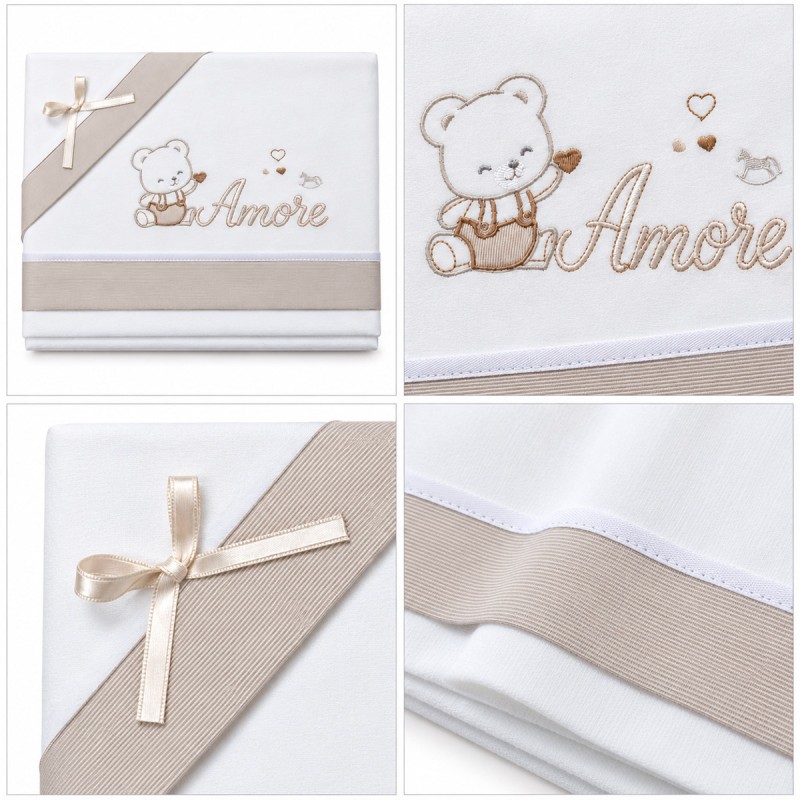 Mio Piccolo cot and pram sheets in pure cotton flannel