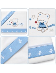 100% cotton flannel cot sheet set with teddy bear embroidery