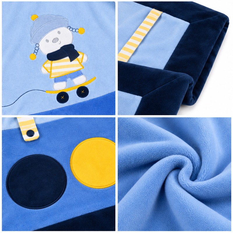 Bidibimbo chenille crib blanket with embroidered puppy