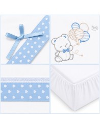 Flannel baby cot sheet set with ribbon bow and decorative trim