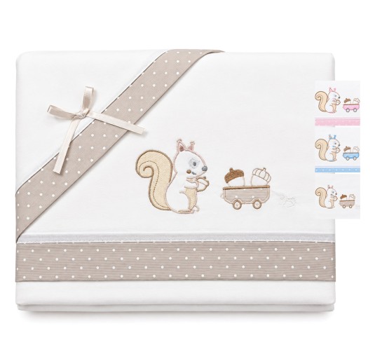 Set lenzuola lettino baby in flanella Scoiattolo ricamato - FLL255 - Mio Piccolo