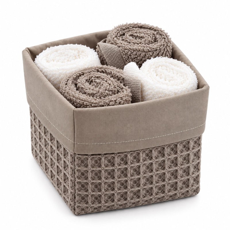 SPA bathroom basket set with four pure cotton washcloths - Taupe