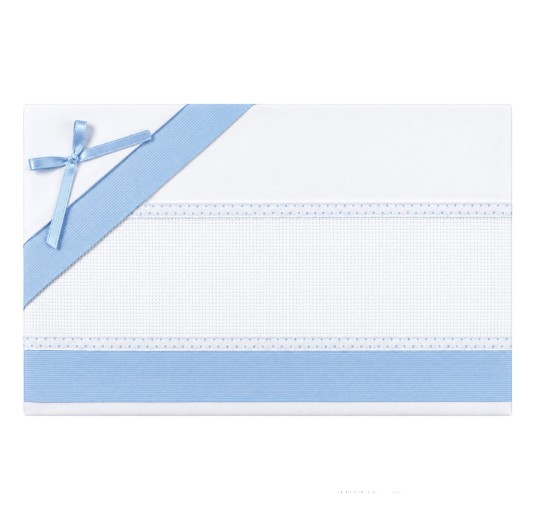 Complete cot and pram bedding set in pure cotton with Aida panel