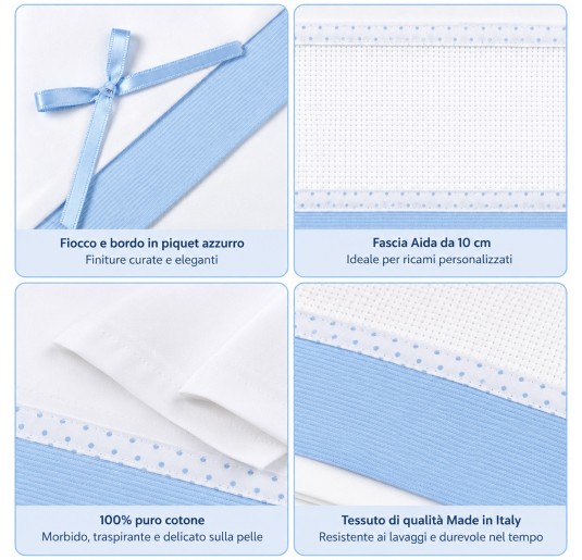 Complete cot and pram bedding set in pure cotton with Aida panel 2